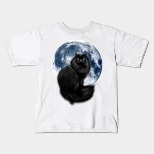 Black cat with moon Kids T-Shirt